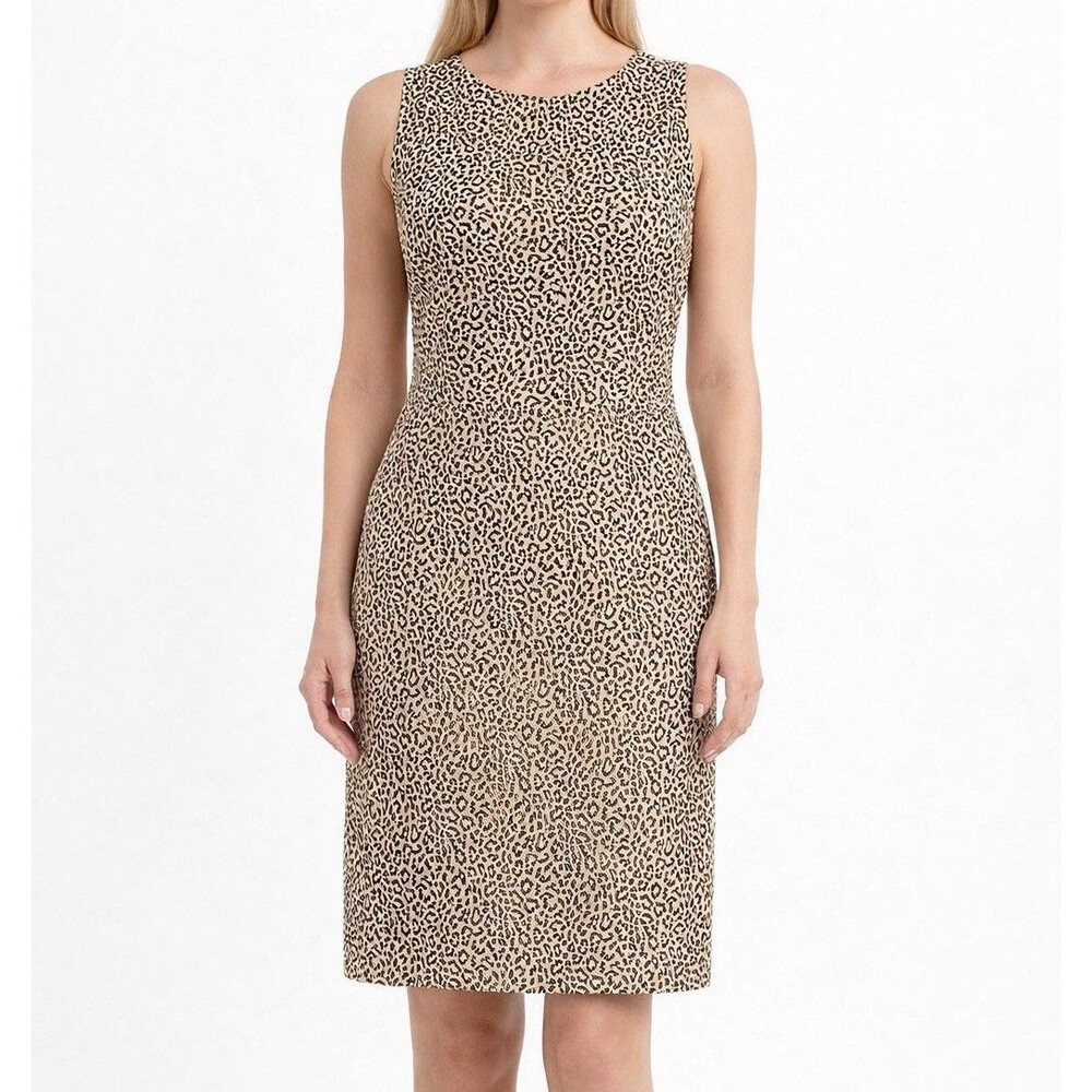 J. CREW Sleeveless Sheath Dress Animal Leopard Print Sz 10 Packable Capsule Corp